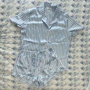 Blue Striped Women's Pajama Set